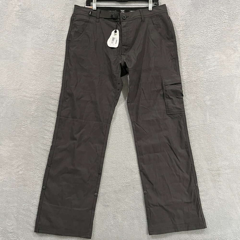 Prana Zion II Stretch Pants Mens 34x30 Dark Iron Relaxed Fit Gorpcore Roll Up